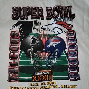 Vintage 1999‎ Super Bowl XXXIII 33 Broncos vs Falcons  Mens Size XXL